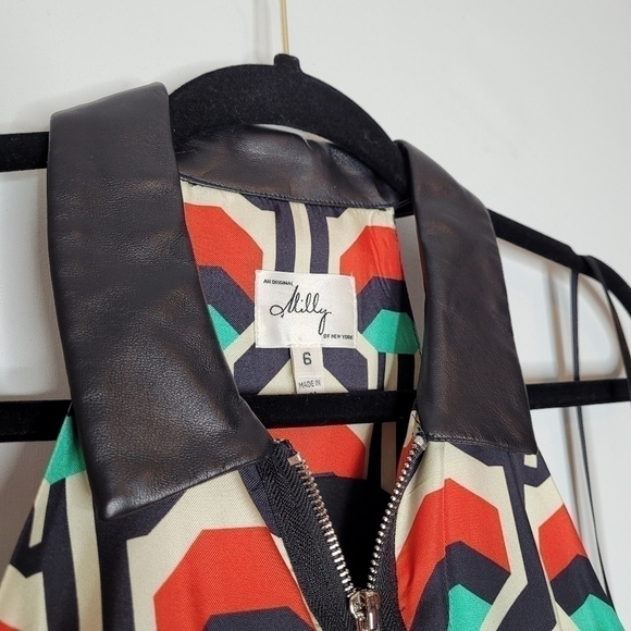 Milly Green, Red and Black Geometric Sheath Dress - Picture 8 of 15